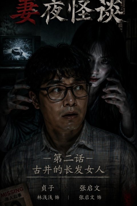 妻夜怪谈 古井的长发女人 黄果AI短剧海报