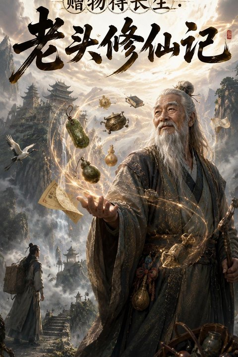赠物得长生：老头修仙记 黄果AI短剧海报
