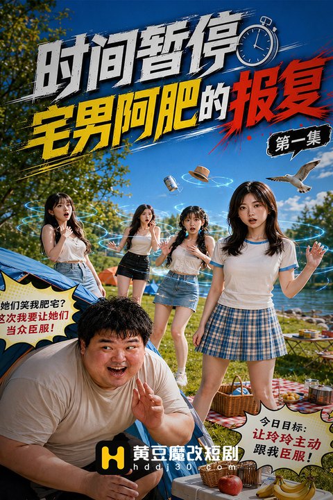 时间暂停，宅男阿肥的报复 黄果AI短剧海报