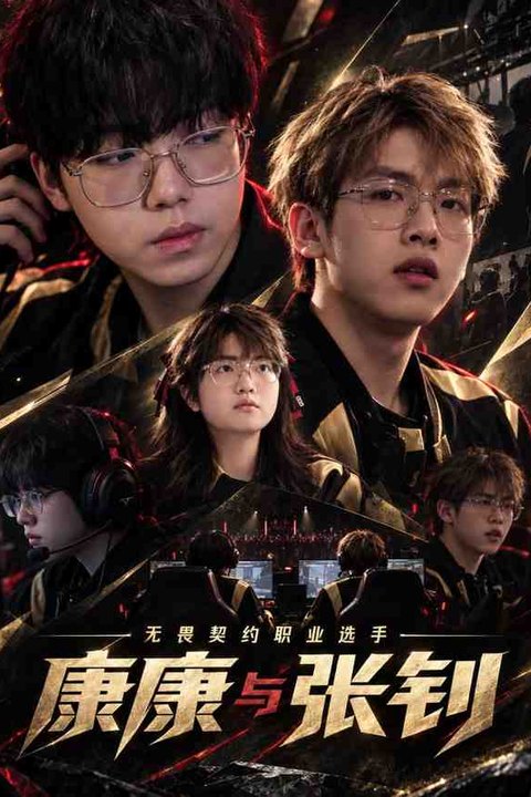 无畏契约职业选手康康与张钊 黄果AI短剧海报
