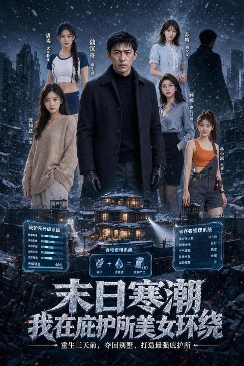 末日寒潮我在庇护所美女环绕 极寒末日重生求生 黄果AI短剧海报