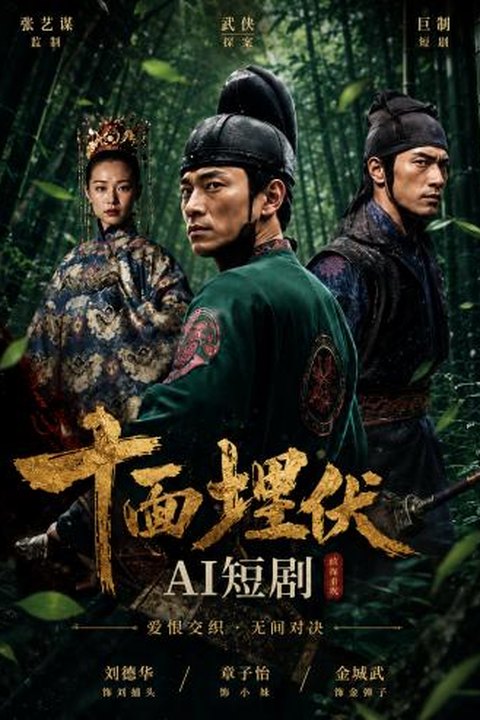 AI魔改 十面埋伏 章子怡竹林交锋绝色迷情 刀光剑影下激情对垒 黄果AI短剧海报