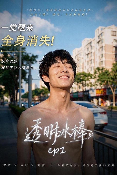 透明冰棒 隐身能力都市幻想 黄果AI短剧海报